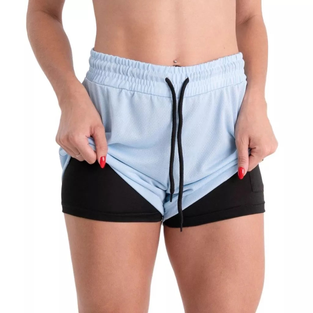 Shorts de Compressão Feminino 2 em 1