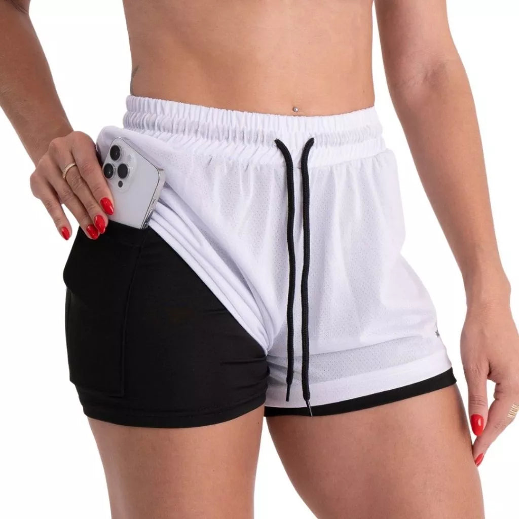 Shorts de Compressão Feminino 2 em 1